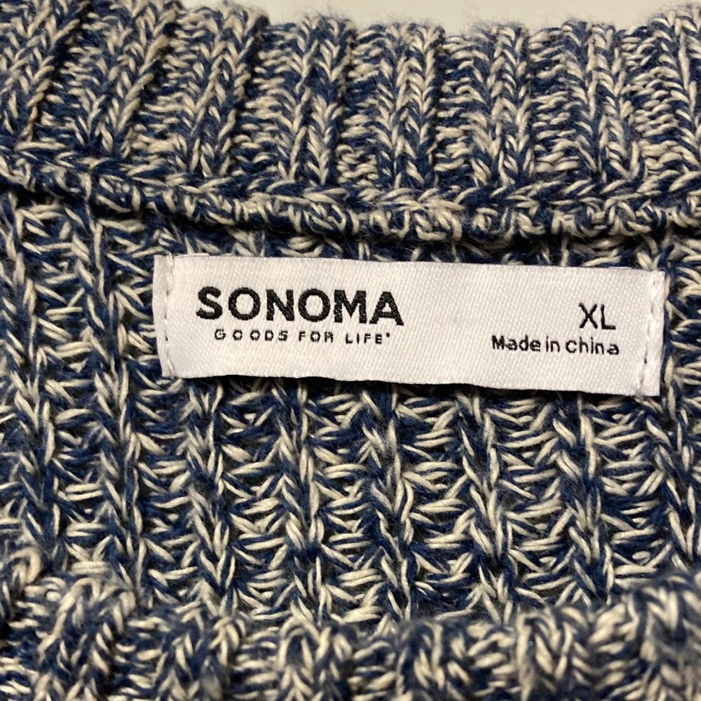 SONOMA Marled Navy and White Knit‎ Crewneck Sweater XL - Picture 2 of 5